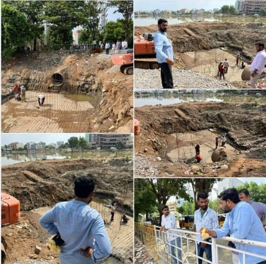 Inspecting works on site