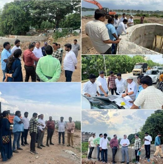 Inspecting works on site
